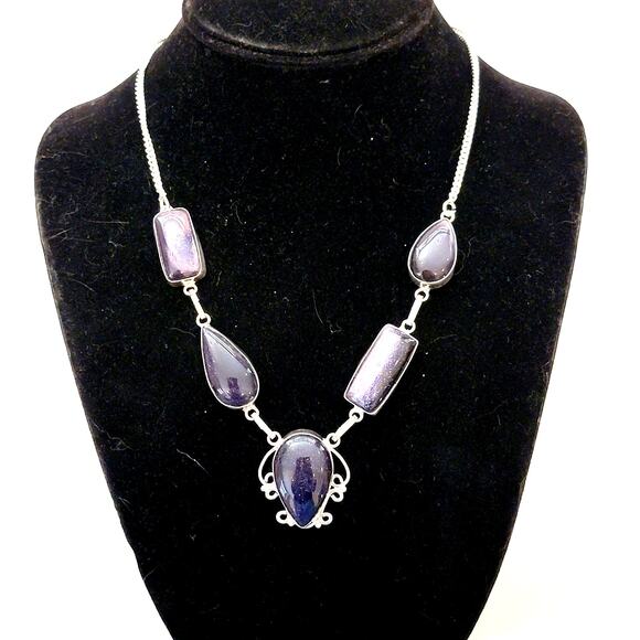 Elegant Silver Pendant Necklace with Purple Stone - 22" Sterling Silver - Picture 2 of 8